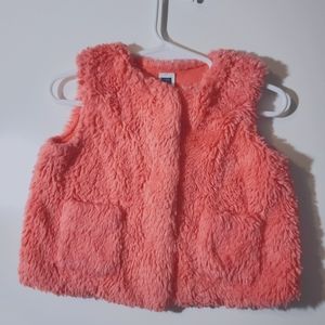 Janie and Jack coral orange fur vest